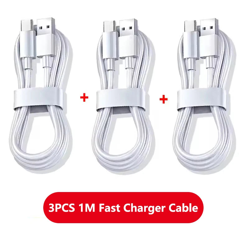 3PCS 6A 100W Type C Super Fast Charging Cable Data Cord For Samsung Huawei Xiaomi Redmi Quick Charing USB C Cables